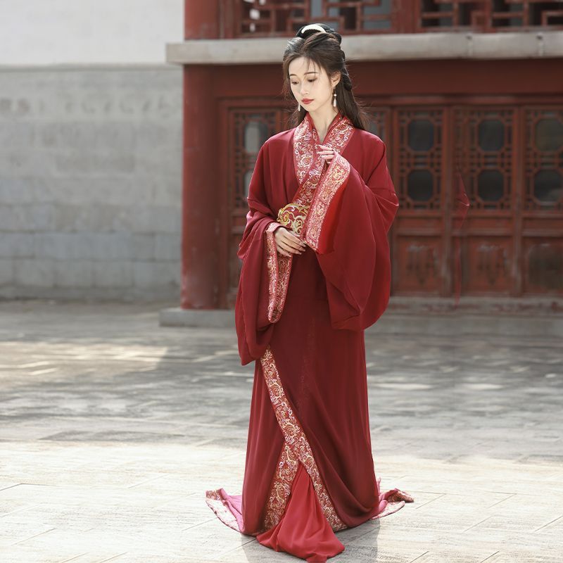 Embroidered Hanfu Traditional Ancient Style Tailored Warring States Robe for Women