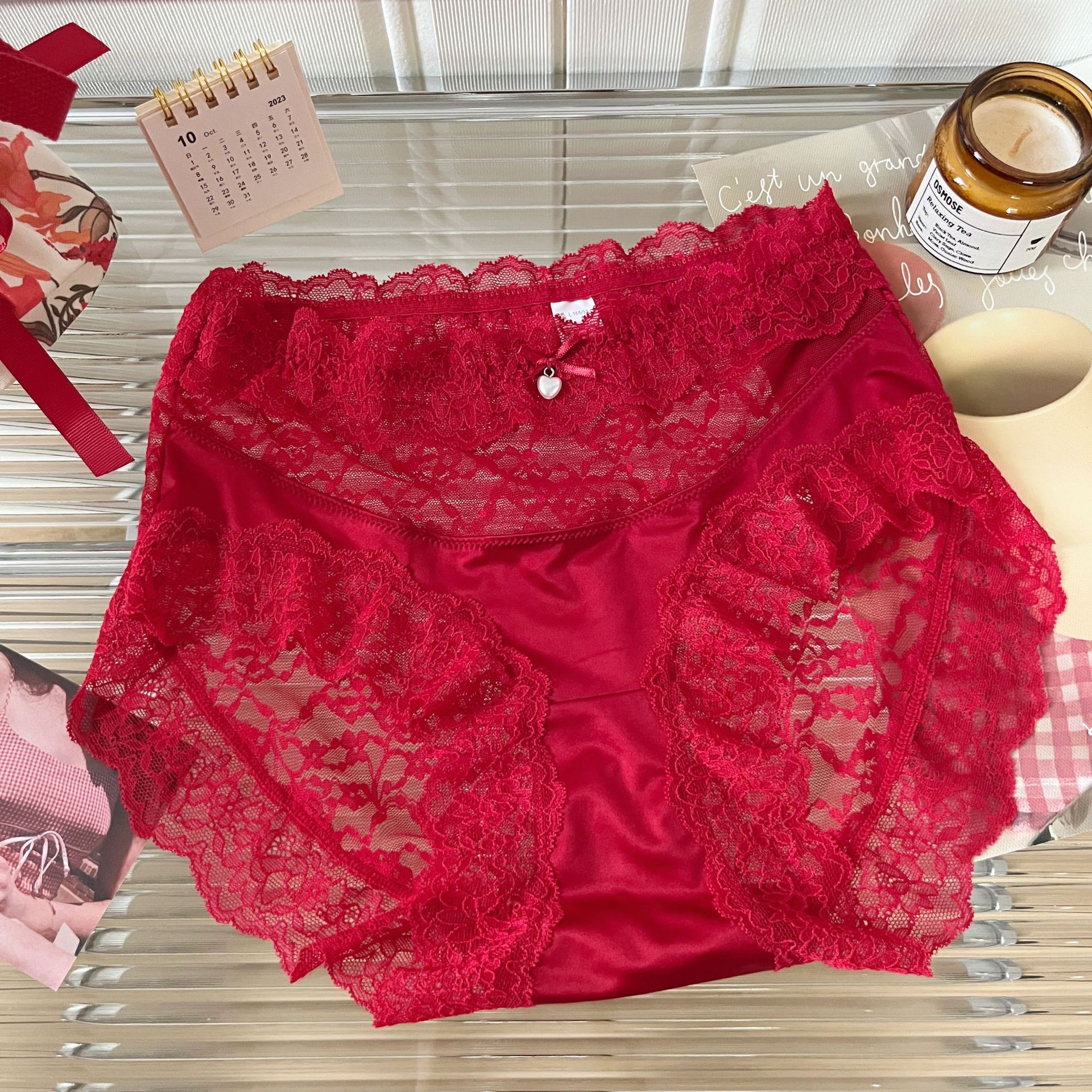 Sexy Red Zodiac Year Lace Panties for Women