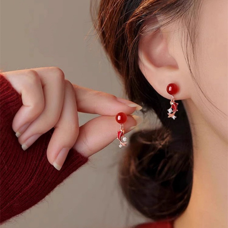 Red Koi Fish Earrings with an Elegant Feel