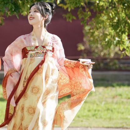 Tang Dynasty Embroidered Hanfu Chest-High Restoration National Style Set