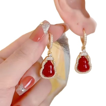 Chinese Style Red Gourd Earrings for Women