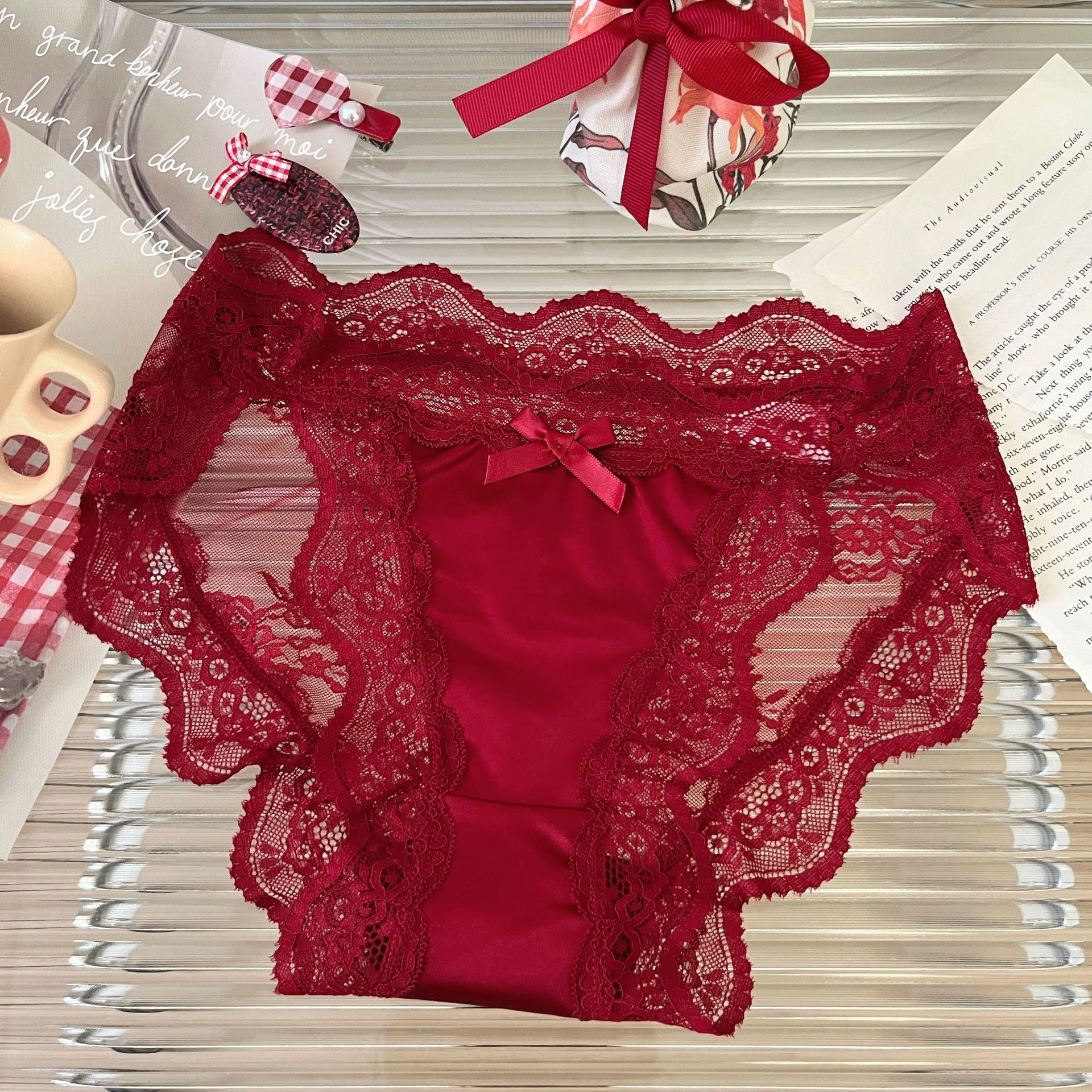 Women's Red Lace Panties Sexy