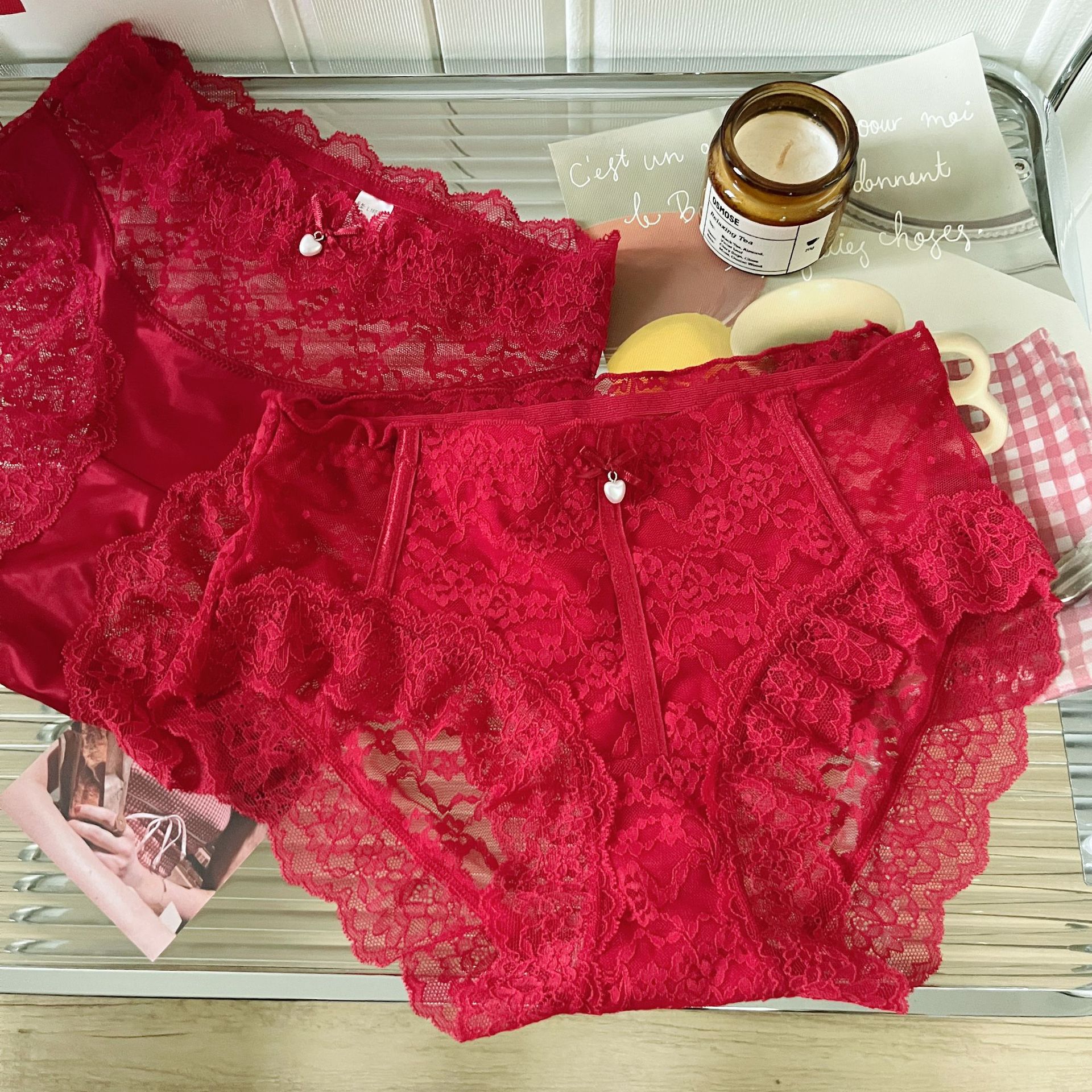 Sexy Red Zodiac Year Lace Panties for Women