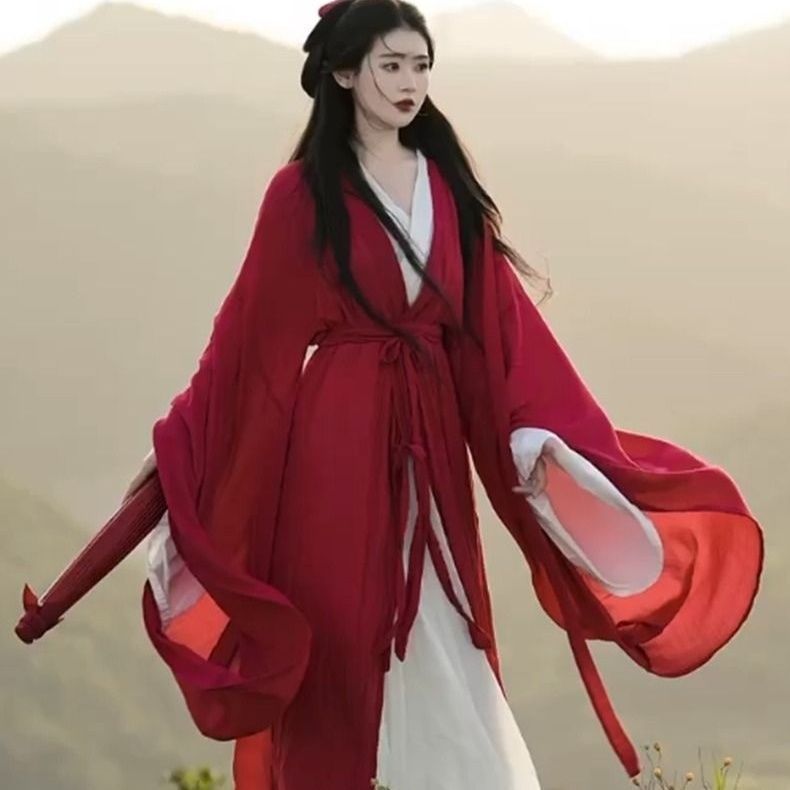 Red Wei Jin Southern and Northern Dynasties Hanfu for Women