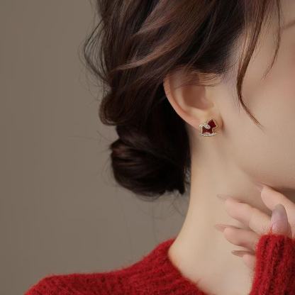 Red Pony Zodiac Year Earrings for Women