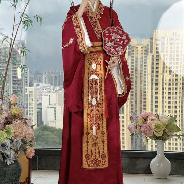 Spring and Autumn Improved Warring States Robe Embroidery Handmade Beading Tail