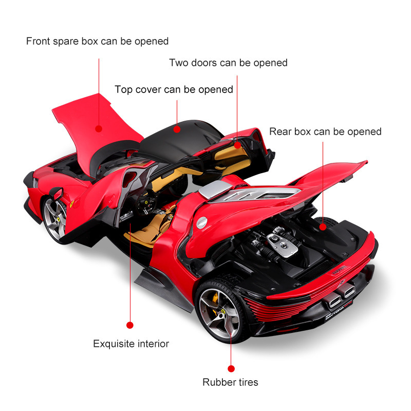 Burago Bburago Ferrari 1:18 SP3 car model, simulated alloy car model toy car, hardcover edition display