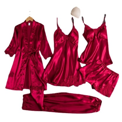 Women's Pajamas Summer Ice Silk Sexy Hot Adult Spring and Autumn Long Sleeve Thin Ladies' Robe 