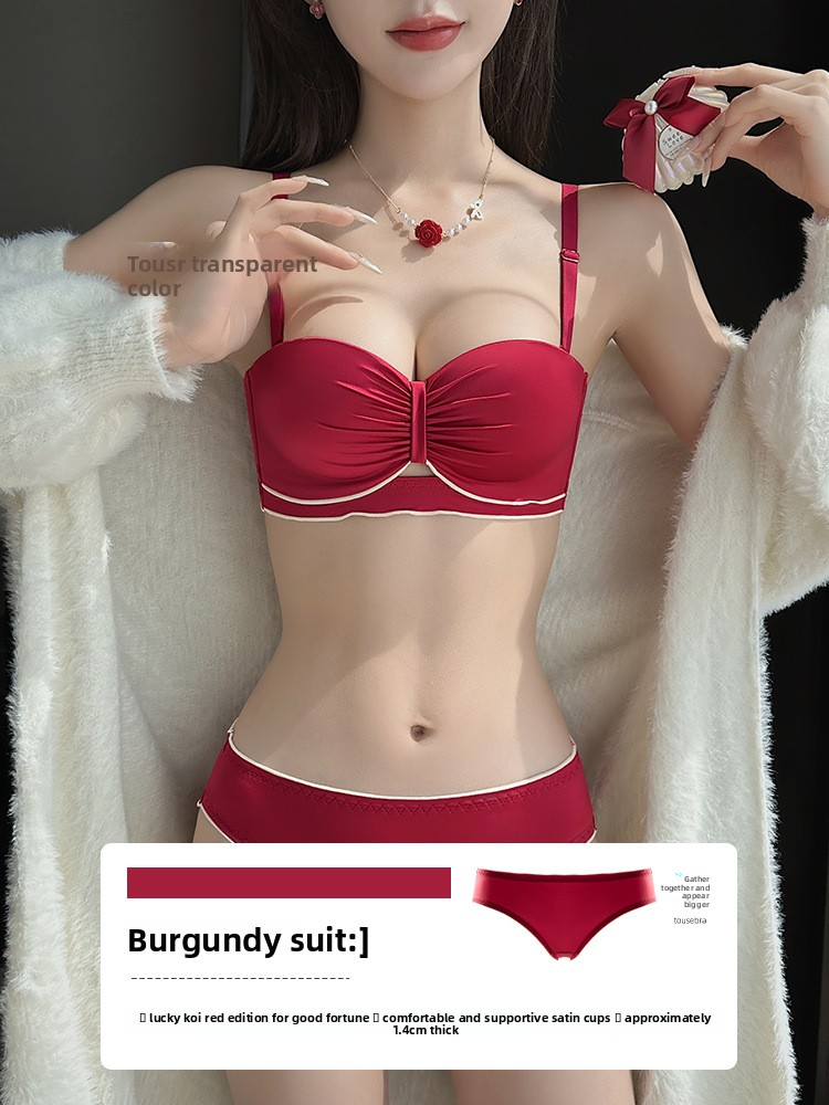 Red Underwear Set for Women in Their Zodiac Year, Small Chest Push-Up