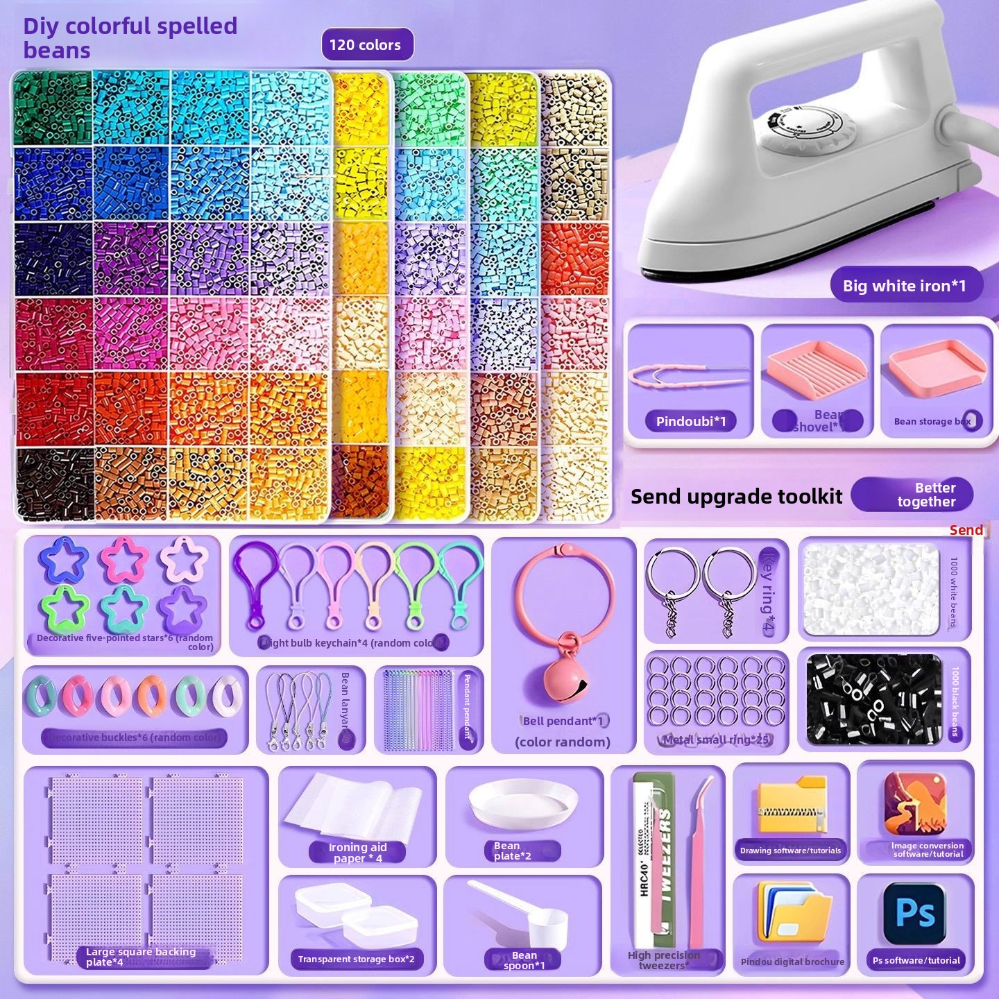 Complete Perler Bead Material, Tools & 2.6mm 3D Mard Boxed DIY Set