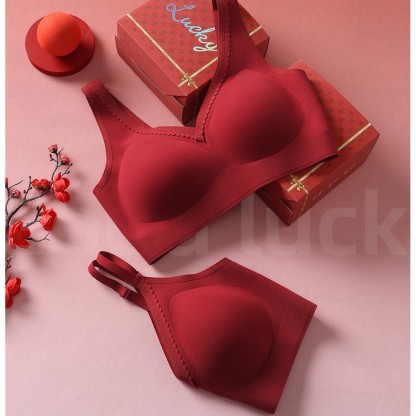 Red Underwear for Women in Their Zodiac Year, Seamless Push-Up Bra