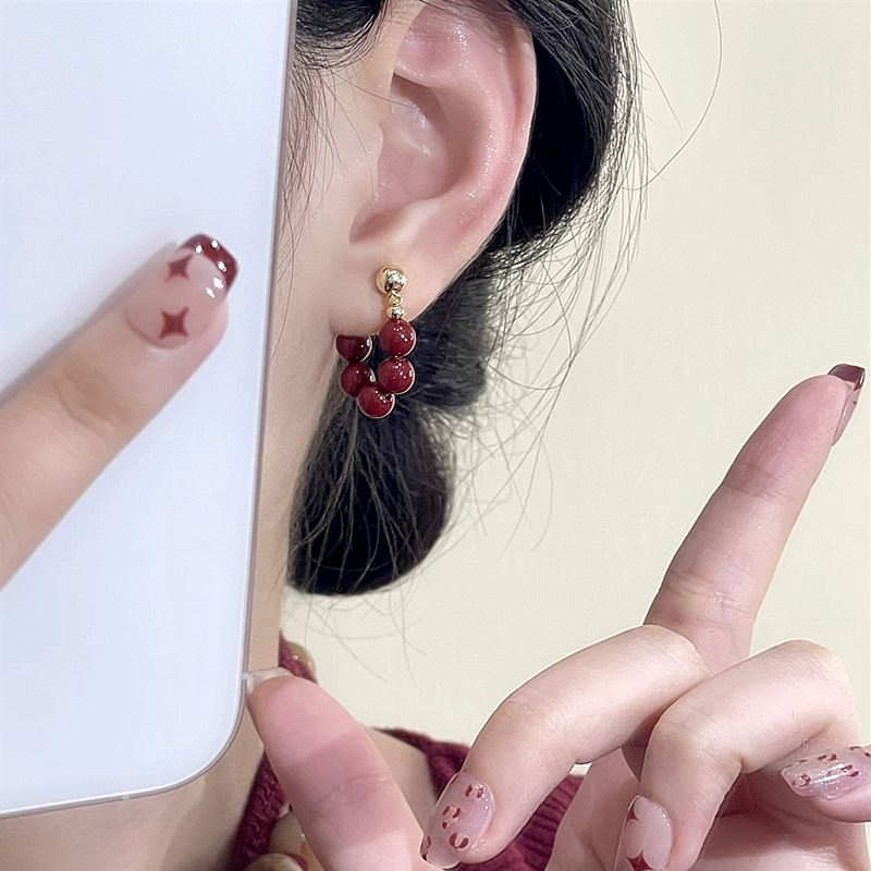 New Year Earrings Pearl Tassel