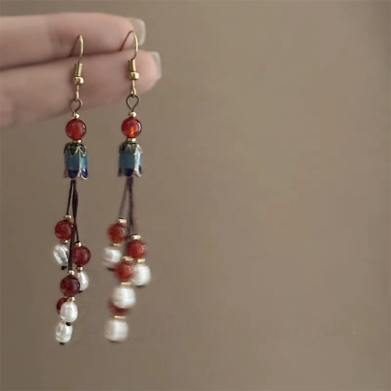 Tassel Ear Hook Earrings New Chinese Style Light Luxury High-end Feel