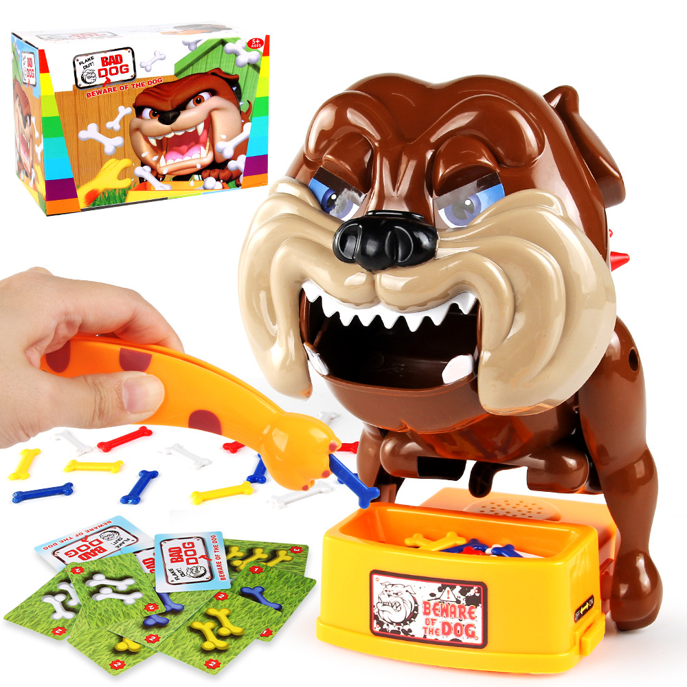 Medium-sized "Beware of Vicious Dog" tabletop game - parent-child biting tiger dog, creative prank vicious dog toy