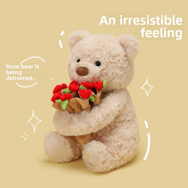 Genuine versatile rose bear doll, 520 Valentine's Day gift, rose confession bear, quality small teddy bear