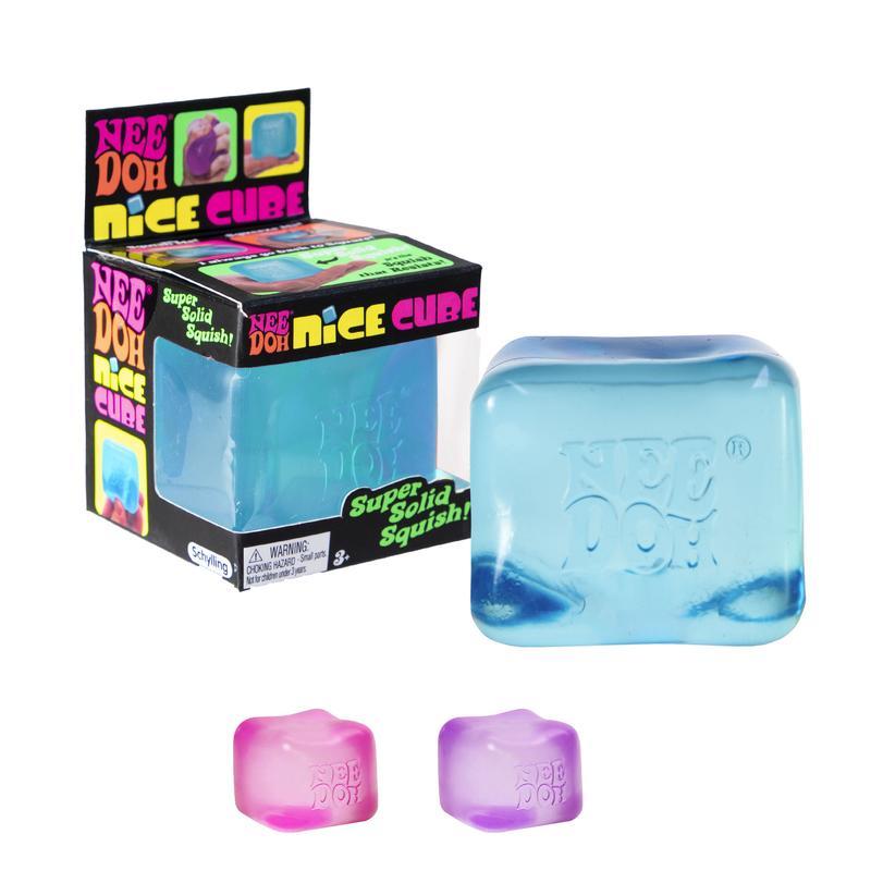 Schylling NeeDoh Nice Cube - Best-Selling Sensory Fidget Toy with a Super Solid Squish - Premium Stretchable Stress Relief Toy - One Random Color