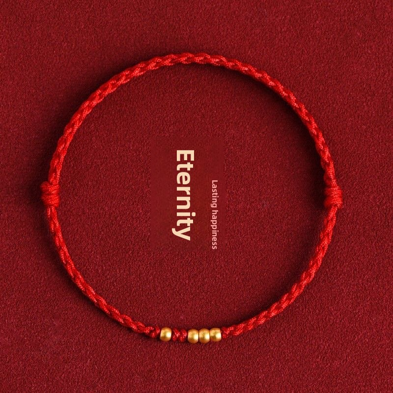 [Buy one, get three]Red Rope Bracelet Lifetime 1314 Ancient Method Sand Gold Fortune Bead Handwoven Love Best Friend Couple Bracelet Style