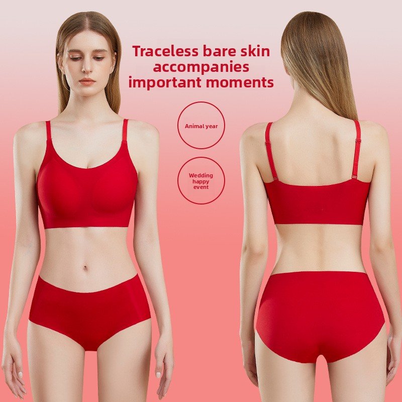 Bright Red Women's Seamless Underwear Set for Birth Year