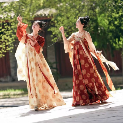 Tang Dynasty Embroidered Hanfu Chest-High Restoration National Style Set