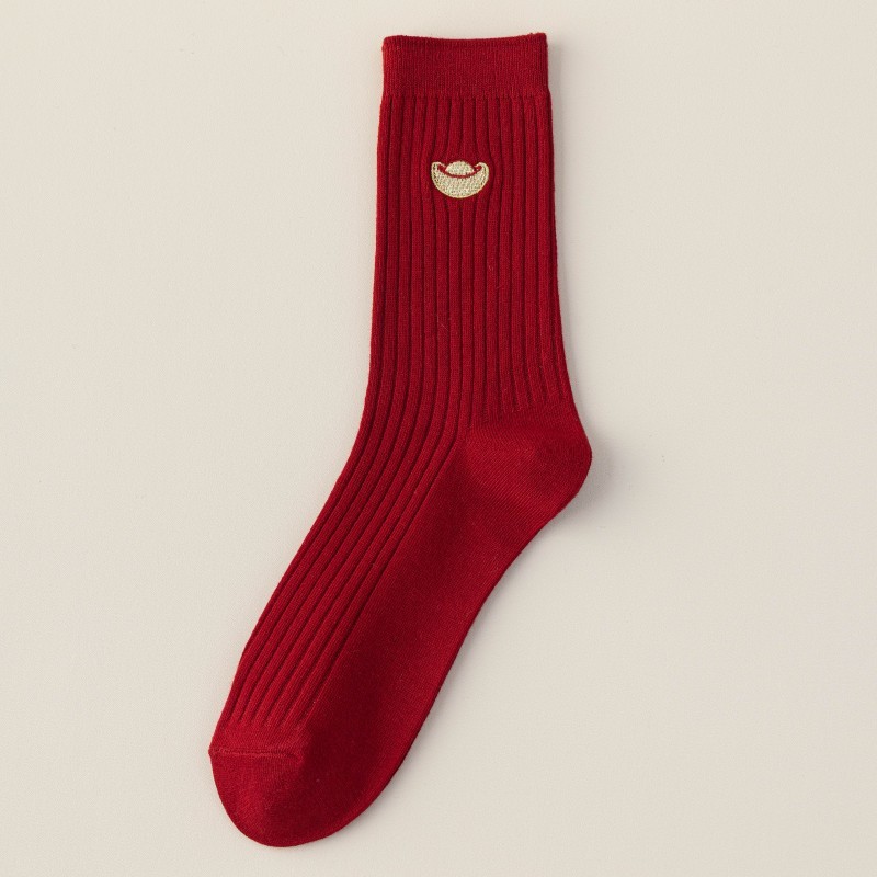 【Buy one, get three】Zodiac Year of the Horse Red Socks Men's Cotton Socks 
