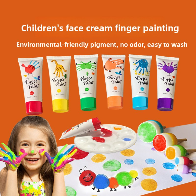 Children's Face Cream Finger Painting Set - 60ml Watercolor Paint, Washable, for Stamping and Graffiti, Toddler Painting Enlightenment