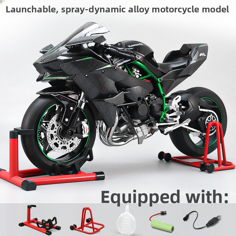 Upgraded carbon fiber [oversized] 1:6 land vehicle alloy motorcycle model, high-end for hand-carrying