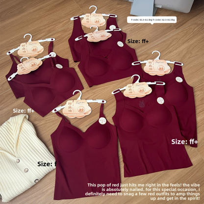 Zodiac Year Wine Red Gathered Seamless Jelly Bra