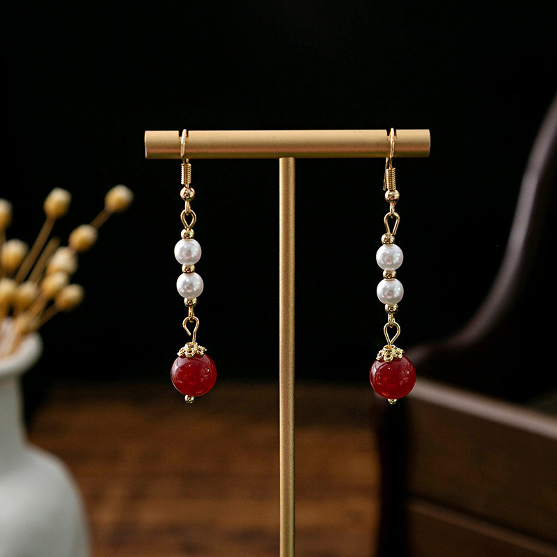 Ancient Style Red Chinese Earrings