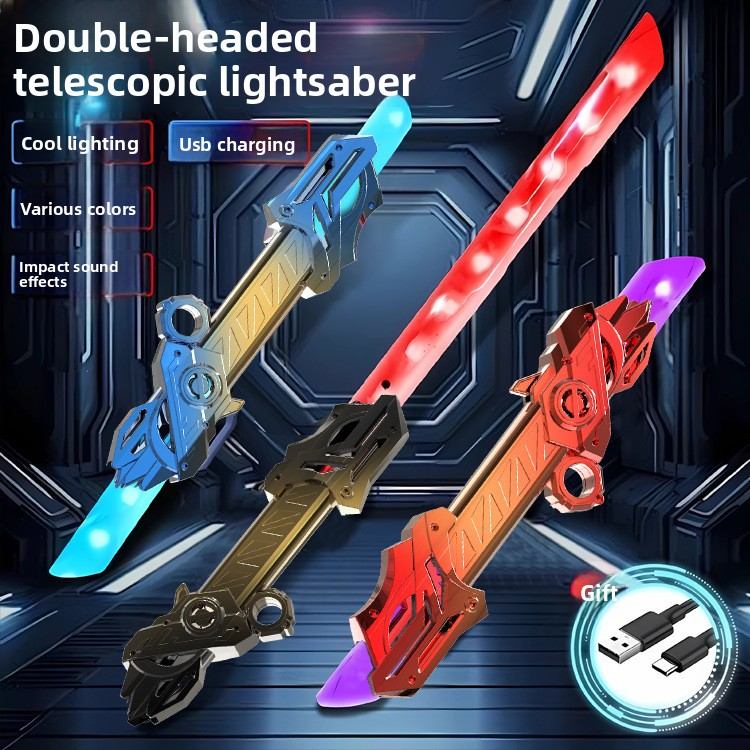 Leiteng Double-Edged Sword Star Wars Lightsaber, Two-in-One Cool Retractable Illuminated Sword, Boys' Toy Light Saber