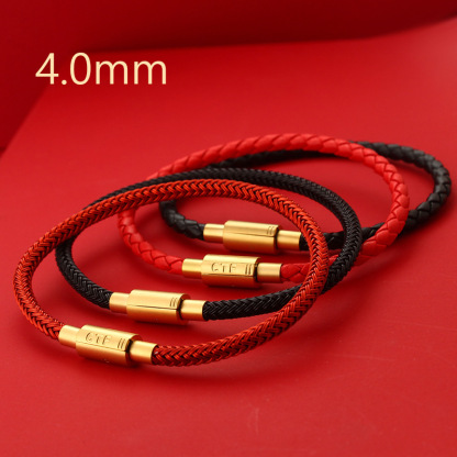 [Buy one, get three]Steel wire bracelet, leather cord woven red string