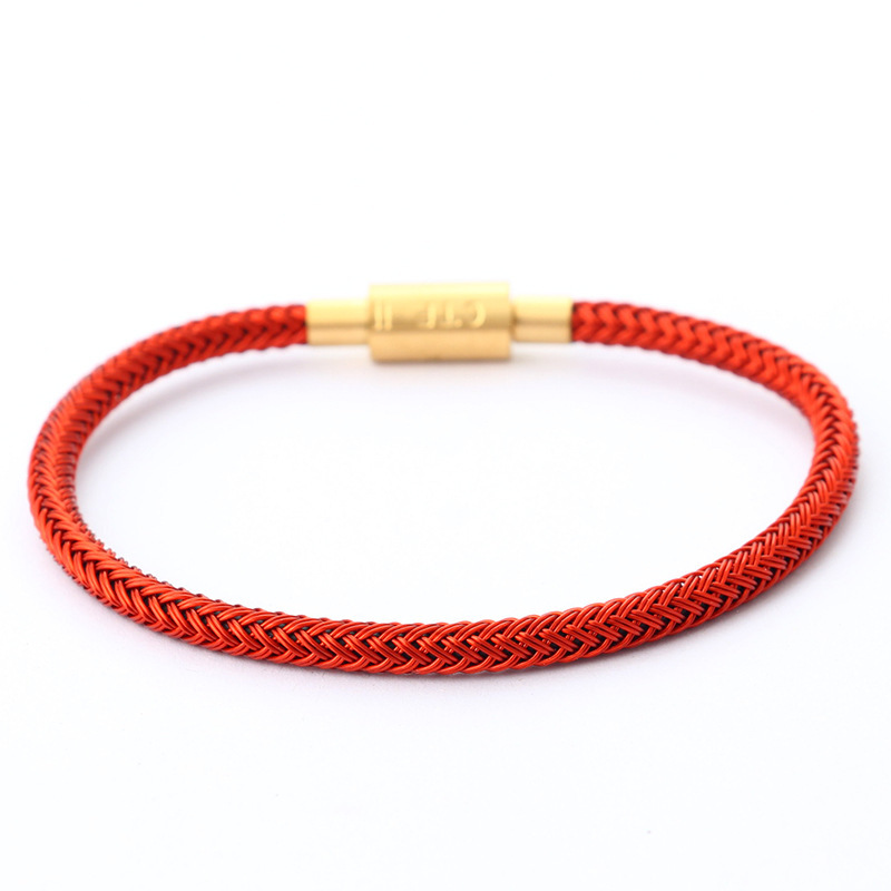 [Buy one, get three]Steel wire bracelet, leather cord woven red string