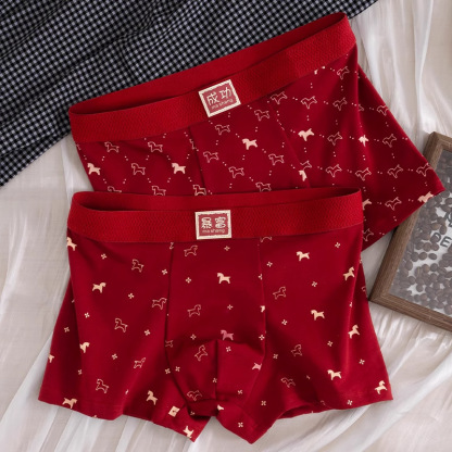 Year of the Horse Red Men's Underwear Men's Zodiac Year Boxer Briefs