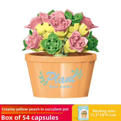 Children's educational assembling micro-particle succulent and flower potted building block model toy, boys' tulip puzzle gift