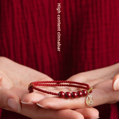 [Buy one, get three]Braided bracelet with fortune character pendant bracelet