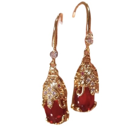 Pixiu Vintage Earrings for Women Red Ear Jewelry Ear Drops