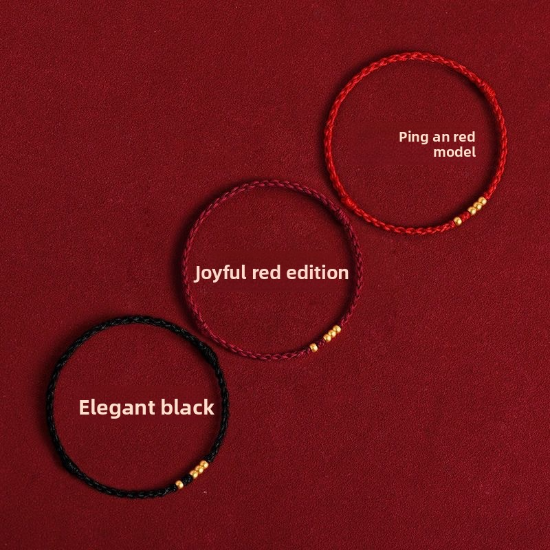 [Buy one, get three]Red Rope Bracelet Lifetime 1314 Ancient Method Sand Gold Fortune Bead Handwoven Love Best Friend Couple Bracelet Style