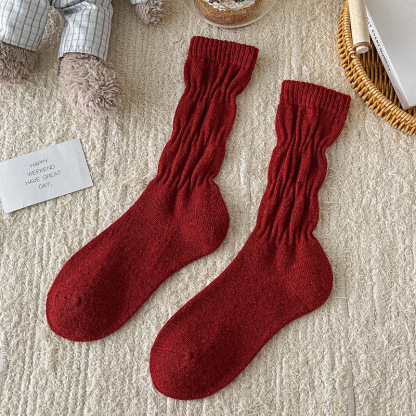  【Buy one, get three】Red Socks for Women Snake Year New Year Ins Angora Red Wool Christmas Slouch Socks