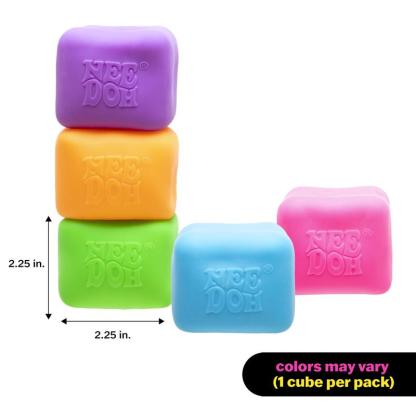Schylling NeeDoh Nice Cube - Best-Selling Sensory Fidget Toy with a Super Solid Squish - Premium Stretchable Stress Relief Toy - One Random Color