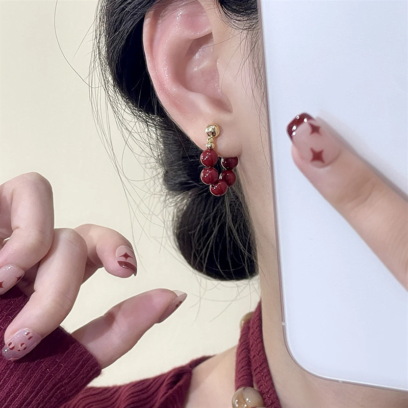 New Year Earrings Pearl Tassel