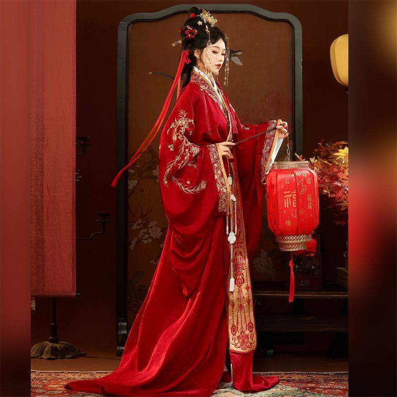 Spring and Autumn Improved Warring States Robe Embroidery Handmade Beading Tail