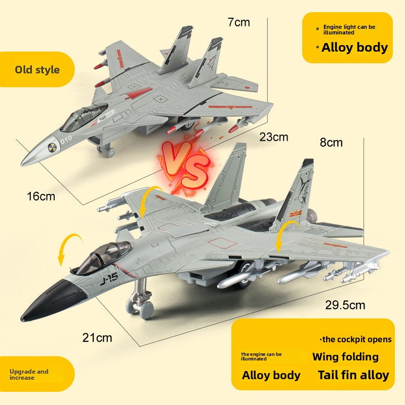 Fighter Jet Alloy Model 1:72 J-15 J-20, Launchable Toy Simulation Military Aircraft Decoration for Children and Boys