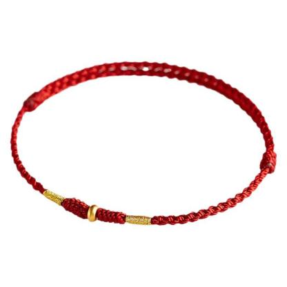 [Buy one, get three]Copper-plated ancient method sand gold small red string bracelet