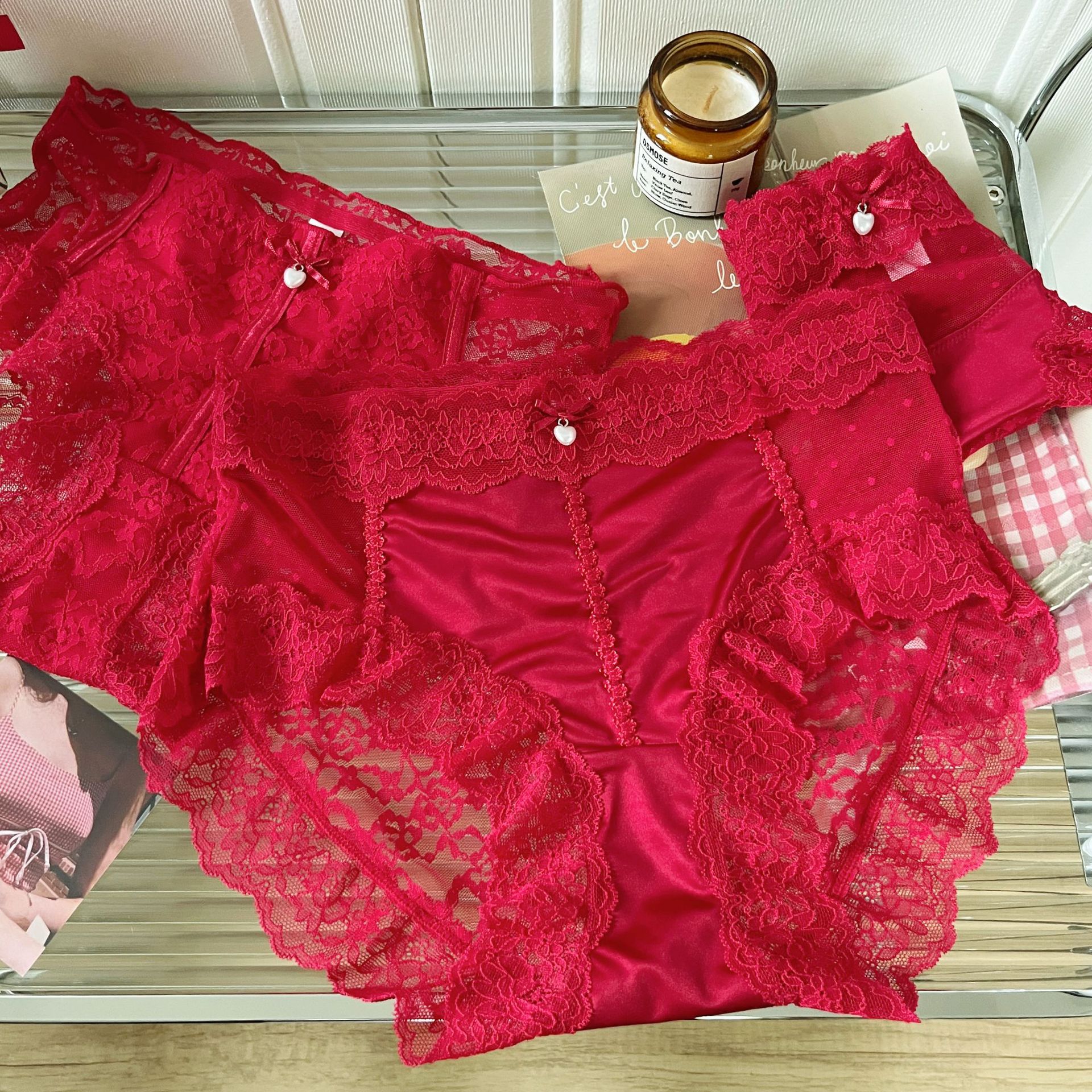Sexy Red Zodiac Year Lace Panties for Women