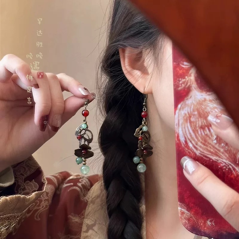 Tassel Ear Hook Earrings New Chinese Style Light Luxury High-end Feel