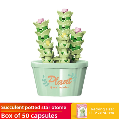 Children's educational assembling micro-particle succulent and flower potted building block model toy, boys' tulip puzzle gift