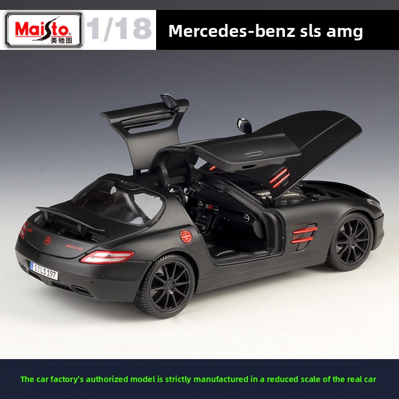 Maisto 1:18 Mercedes-Benz SLS AMG sports car simulation alloy car model finished product for collection, decoration and gift
