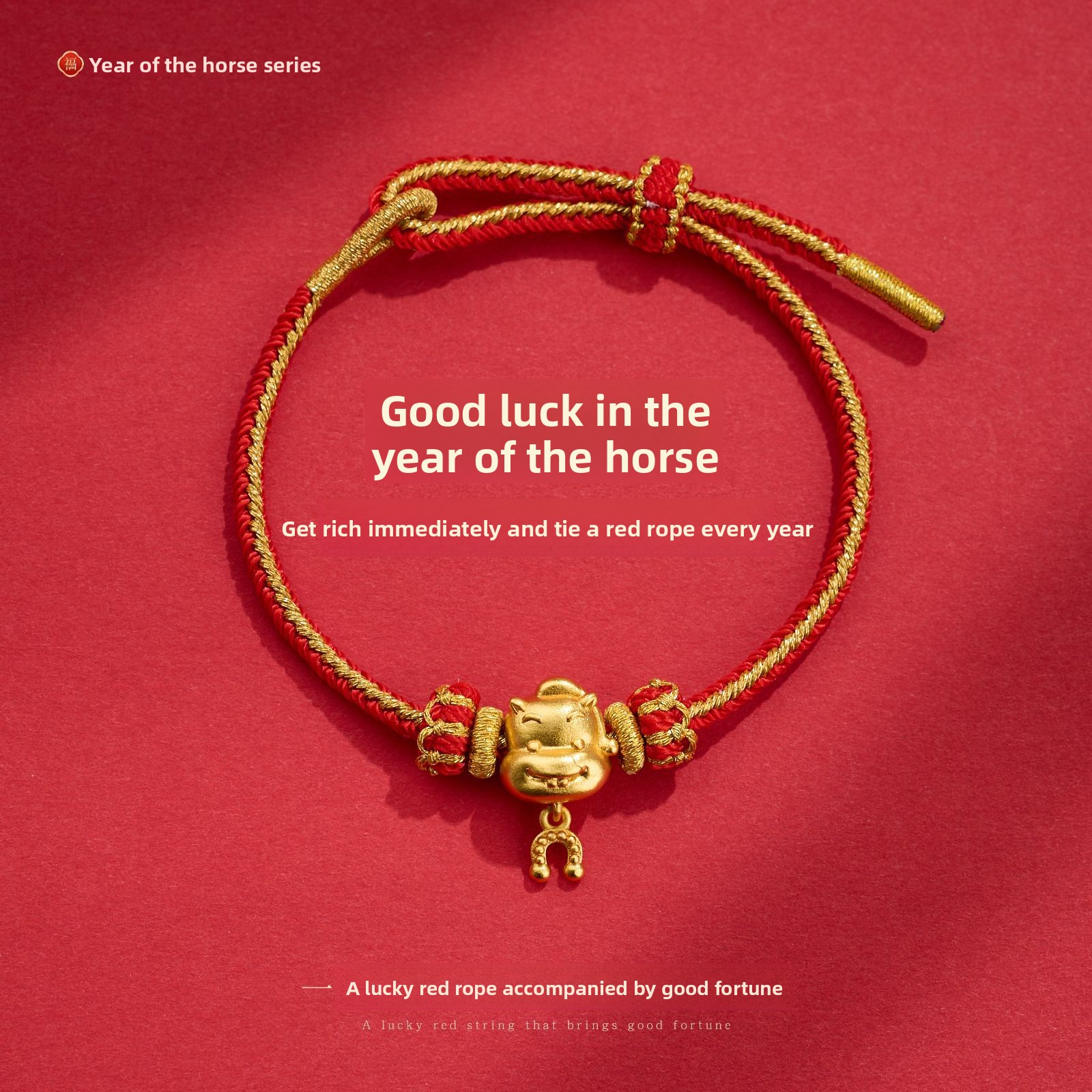 [Buy one, get three]New Year Bracelet Year of the Horse Good Luck Red String Bracelet DIY Handmade Woven Zodiac Year