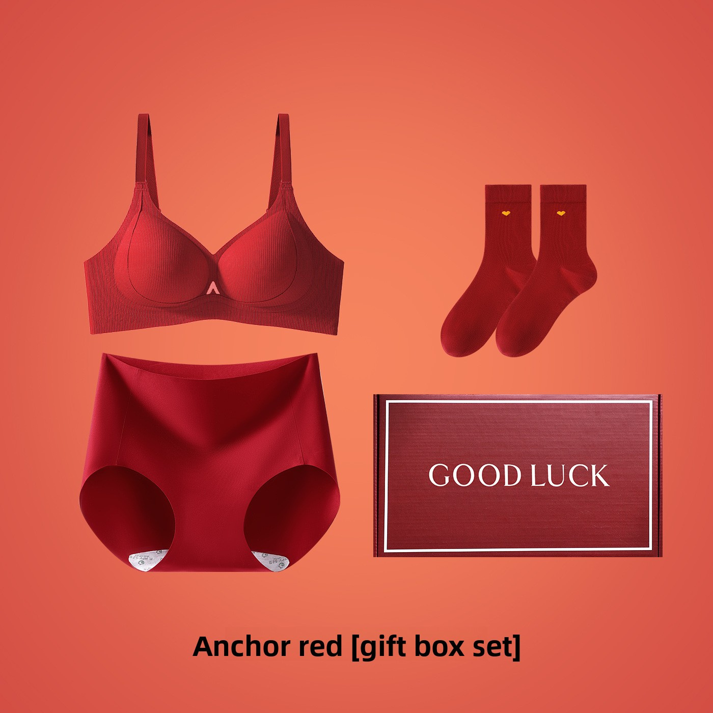 Red Underwear Wedding Bride Bra Set Gift Box Women's Zodiac Year Seamless Antibacterial Panties Small Chest Push-Up Beautiful Back