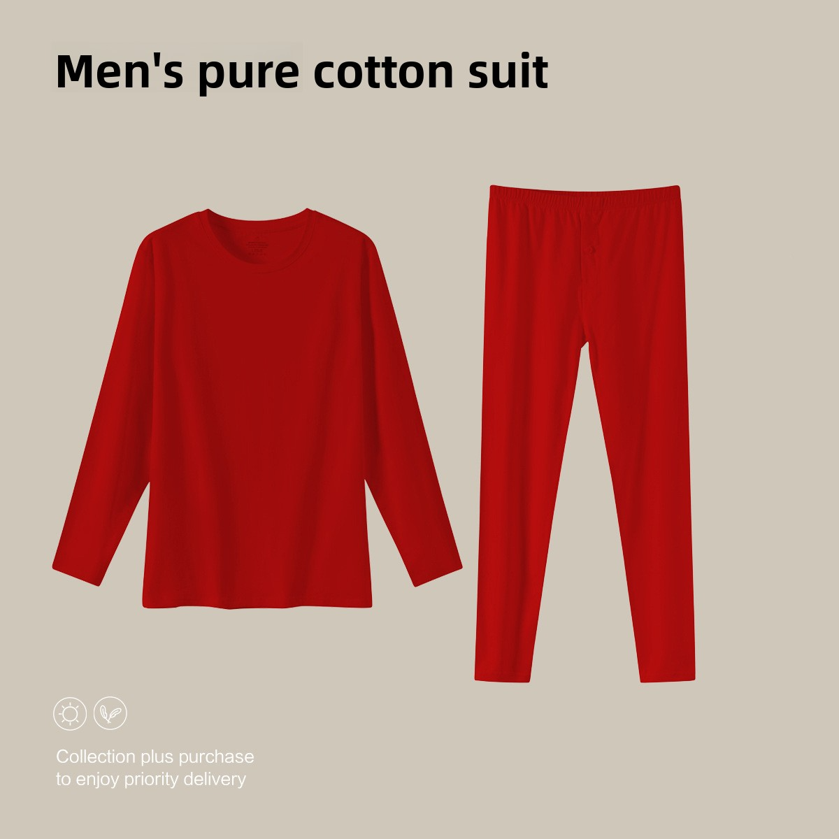 Red Thermal Underwear Set for Men Long Johns