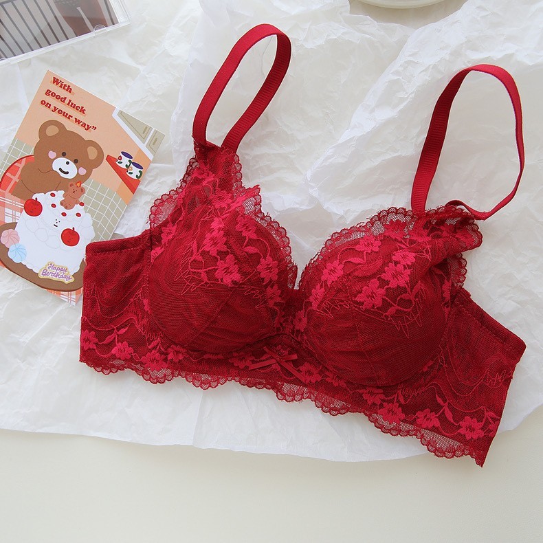 Red Bra Push-Up Side Breast Collection Bra for Women